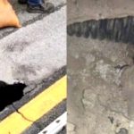 400号公路现11尺深地洞 南北行车线受影响!