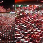 国庆黄金周|超24亿人次跨区域流动 航拍绵延数公里车灯