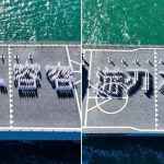 海軍學員軍艦甲板排出「從從容容」「遊刃有餘」字樣