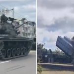围台军演︱恒春半岛架设地对空飞弹 台中街头现坦克