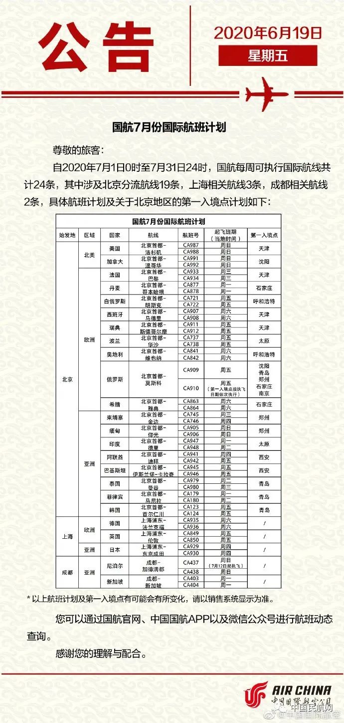 重磅! 多倫多本周三重開! 國際航班往來中國7月計劃已出 多家外航復飛!