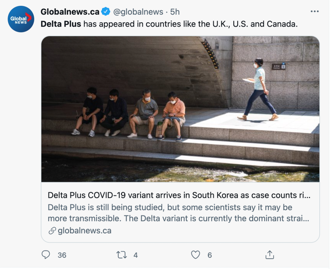 全球警告！Delta變種升級版恐怖來襲！加拿大有病例！推特熱搜爆了...