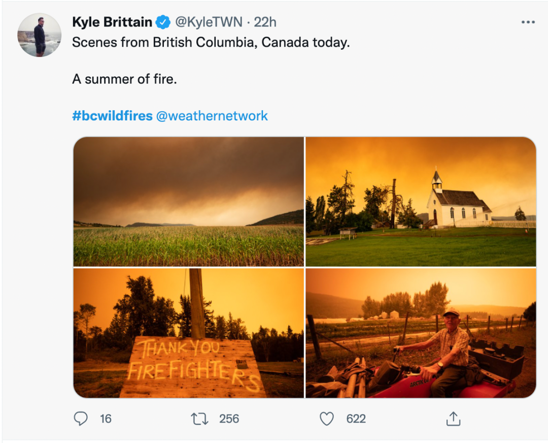 壯觀！加拿大這裡在推特上刷屏了: 橙色天空，濃霧籠罩...