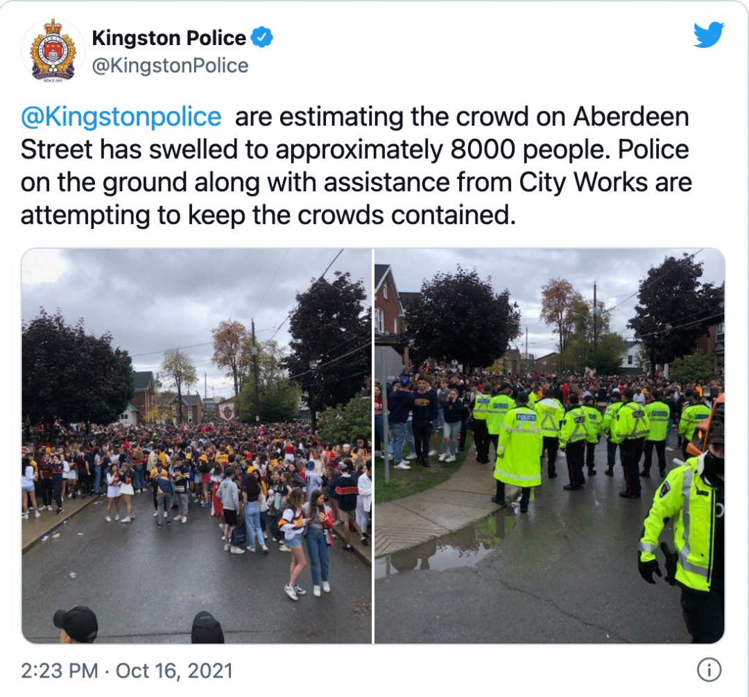 疯狂！加拿大名校8000多学生街头聚众 上房顶、砸警察！乱了！